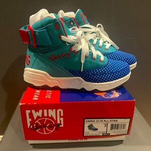 Ewing 33 Hi All-Star Sneakers in Teal and Blue Sz.7